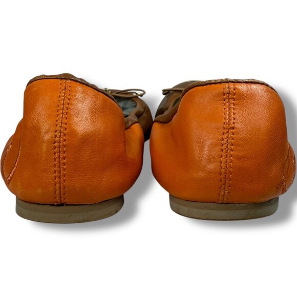 Sam Edelman Fairleigh Brown Orange Gold Cap Toe Ballet Flats Size 7.5 Minimalist - Picture 8 of 10